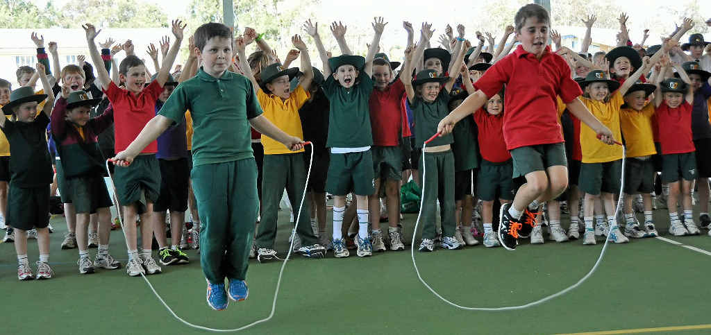 GET ACTIVE: The Scots PGC College Jump Rope for Heart with skippers Mikey Berreen-Keogh and Tye Wickham. GET ACTIVE: The Scots PGC College Jump Rope for Heart with skippers Mikey Berreen-Keogh and Tye Wickham.